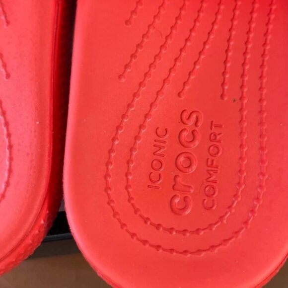 Crocs Classic 206121 Bright Red Slip On Open Toe Comfort Slide Sandals Men's 10 - Picture 7 of 8